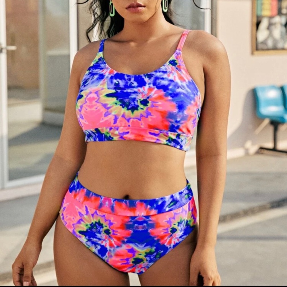 Shein Plus Tie Dye Bikini Swimsuit NWT 1X